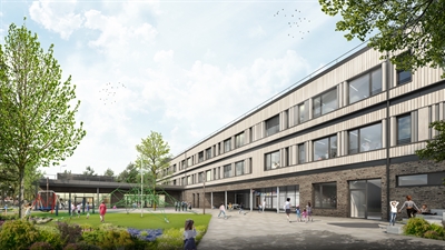 Die Bauwerke Münster GmbH errichtet im Baugebiet „Kirschgarten“ in Handorf den Neubau der Matthias-Claudius-Schule. Anfang Oktober 2026 beginnen die vorbereitenden Arbeiten.